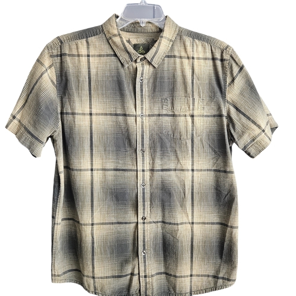 prAna Mens‎ Button Up Plaid Shirt Sz XL Hiking Outdoor Gorpcore